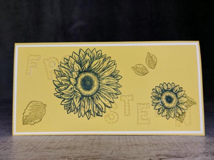 Grußkarte Frohe Ostern Blüten gelb handgemacht